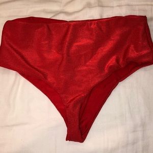 Red High Waisted Bikini Bottoms